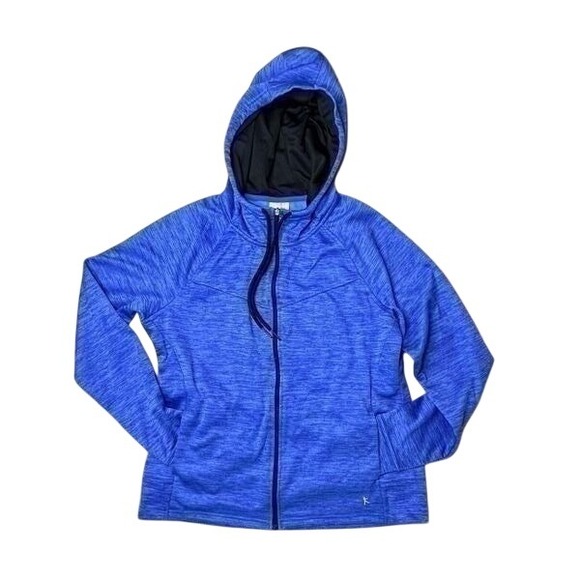 Danskin Tops - Danskin Hooded Zip Front Blue Space-Dyed Athletic Jacket LARGE Sportswear Winter